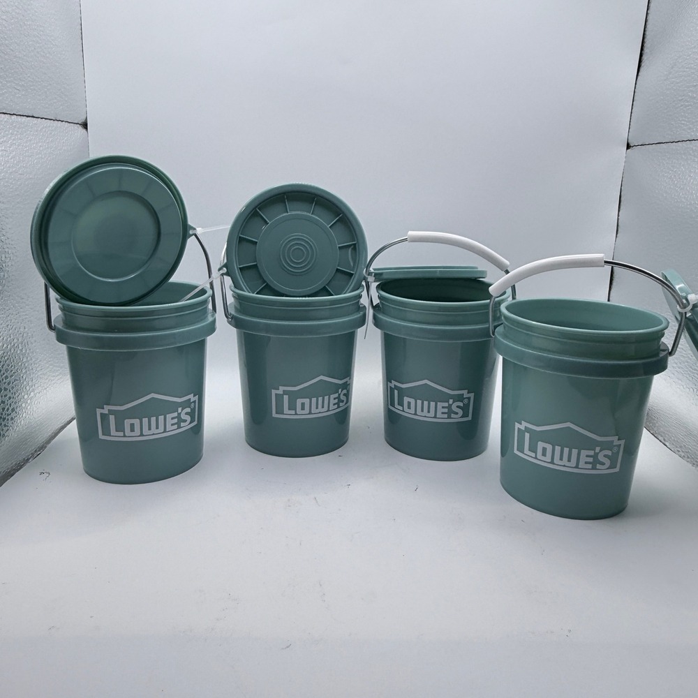 Lowe's Mini Bucket with Lid  .5qt Teal Food Safe Storage Set of 4